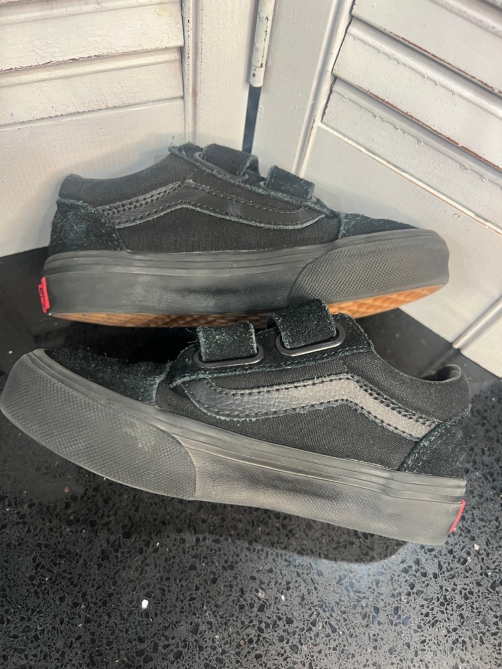 Vans Kids Black Velcro Skate Sneakers